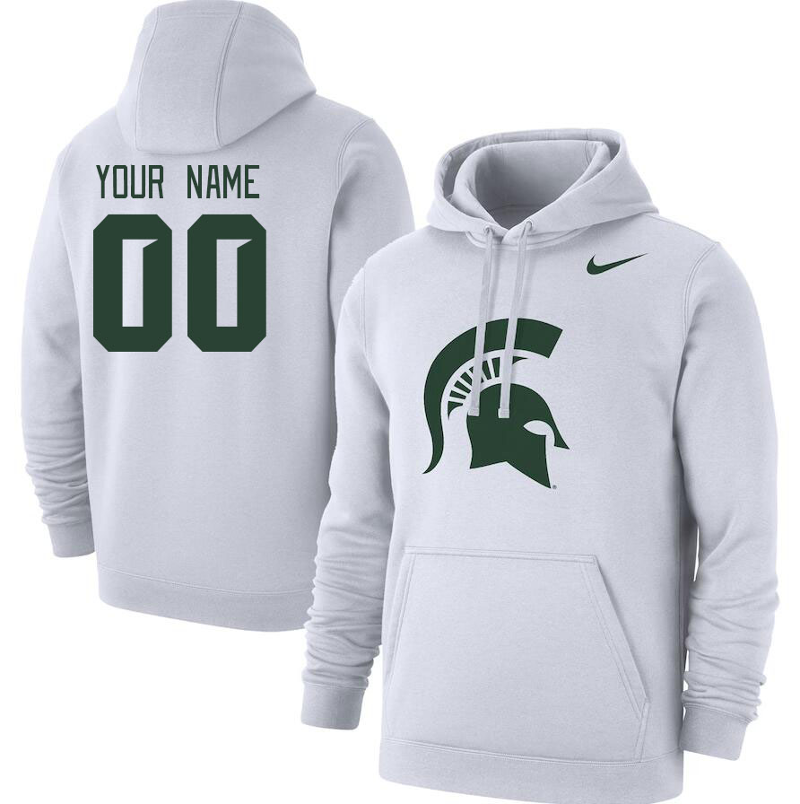 Custom Michigan State Spartans Name And Number College Hoodie-White - Click Image to Close